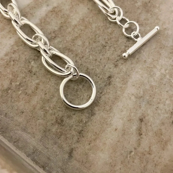 925 Sterling Silver Chunky Chain Link Bracelet Silver Large Link Bracelet - Picture 5 of 5